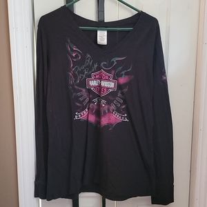 Harley Davidson v neck long sleeve shirt